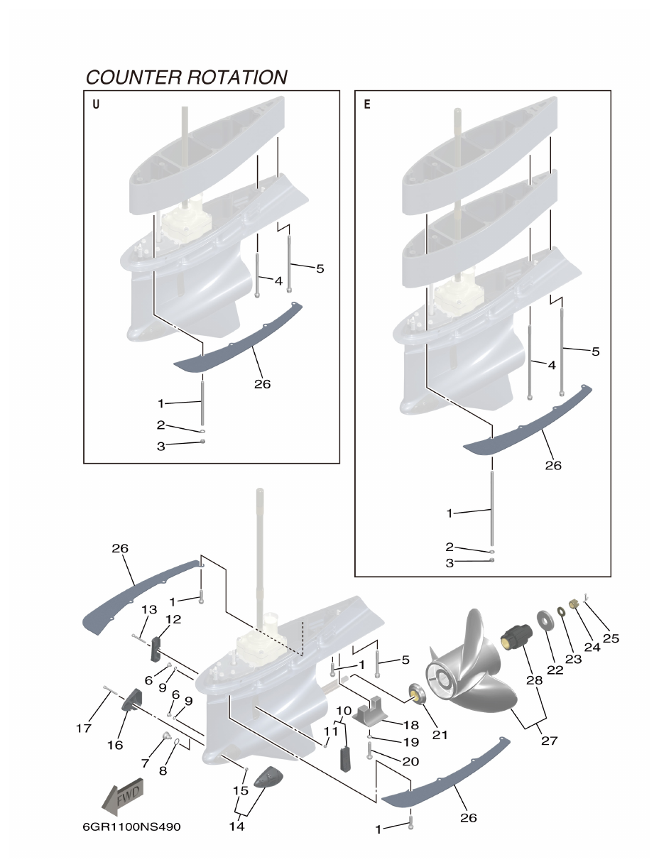 Yamaha XF425NSA2, XF425NSA7 LOWER CASING & DRIVE 6 parts diagram